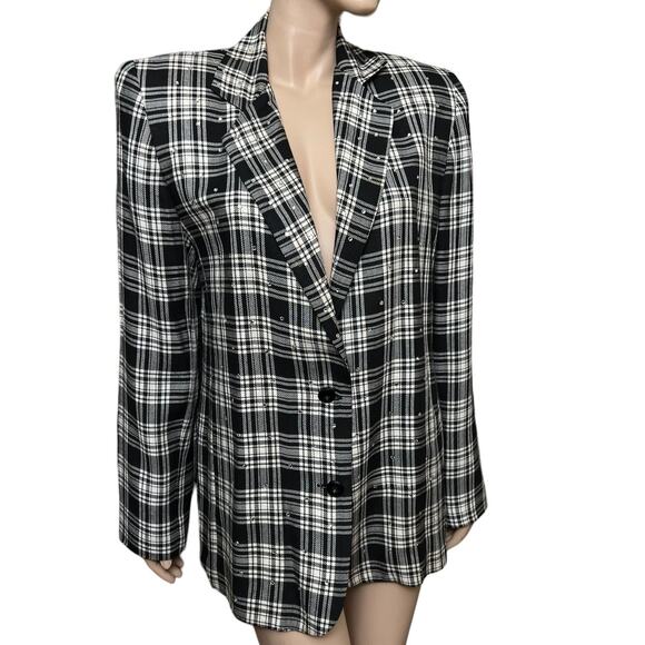 Vintage 80s Criscione X Cache Size S Jacket Blazer 100% Rayon with Rhinestones - Picture 1 of 12